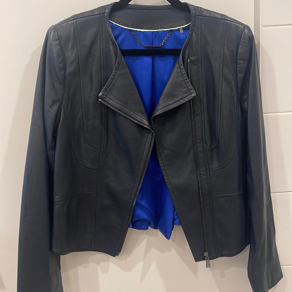 Elie Tahari Faux Leather Moto Jacket